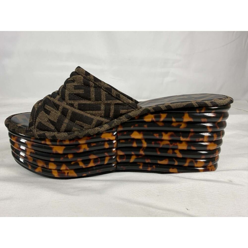 Fendi Zucca Canvas Promenade Wedge Platform Slide Sandals US 10 SPB-TS 368877 - Picture 8 of 13